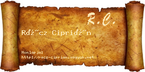 Rácz Ciprián névjegykártya